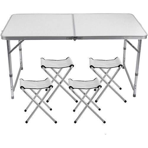 Set camping masa reglabila si 4 scaune 120x60cm